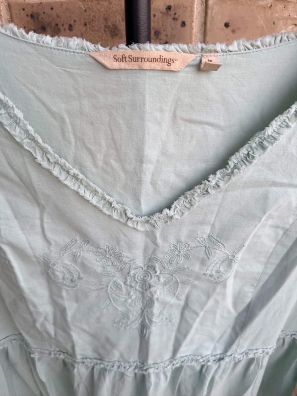 Soft Surroundings Anastasia Nightgown Cumulus Blue Embroidered Maxi Dress Sz M - Picture 6 of 15